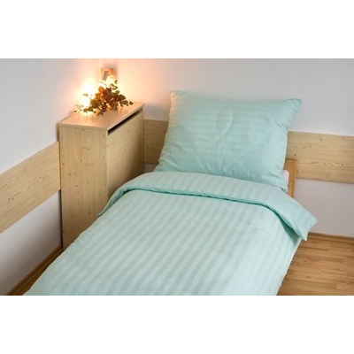 Kvalitex Hotelové obliečky atlas grádl 2cm prúžok zelené Hotelový uzáver 140x200 70x90