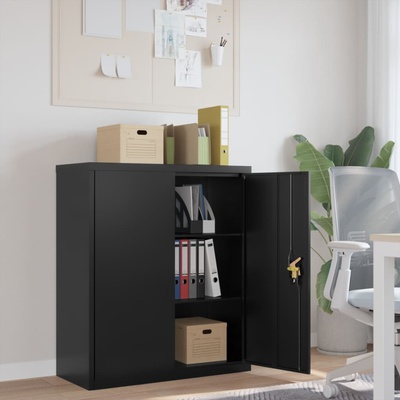 vidaXL Шкаф за папки черен 90x40x105 см стомана (339738)