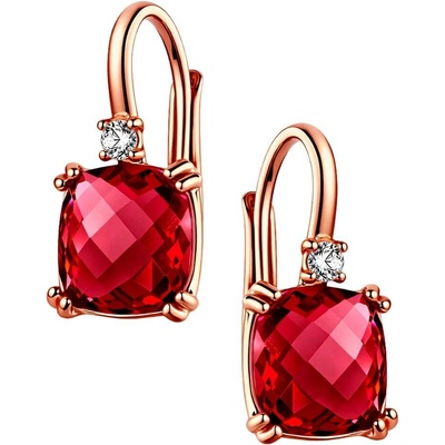 Zlaton Náušnice růžové zlato visací s červeným kamenem 1.7cm 2.85g 000812305249