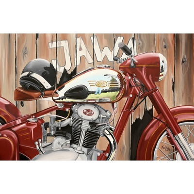 Obraz - Jawa 500 OHC - dřevo (plátno 90x60 cm)