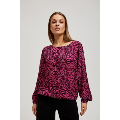 Moodo Patterned shirt čierna fuchsiová viacfarená