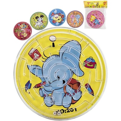 Teddies Bludiště hlavolam s kuličkou plast 7 cm 6 barev v sáčku