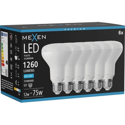 Mexen Nova 6x LED крушка E27, R80, 12W, Студена - 6500K, 1260 lm - L105-E27-1265-01x06 (L105-E27-1265-01x06)