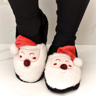 Detské čierne ponožkové papuče SANTA