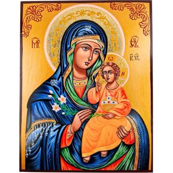 СПЕЦИАЛНА РЪЧНО РИСУВАНА ИКОНА СВЕТА БОГОРОДИЦА НЕУВЯХВАЩ ЦВЯТ