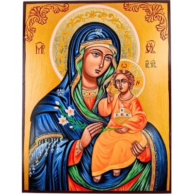 СПЕЦИАЛНА РЪЧНО РИСУВАНА ИКОНА СВЕТА БОГОРОДИЦА НЕУВЯХВАЩ ЦВЯТ