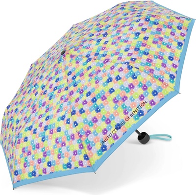 Benetton deštník skládací automatický Blooming Dots Blue Mini