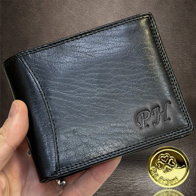 Ražba monogramu zdarma kožená peněženka ROYAL černá