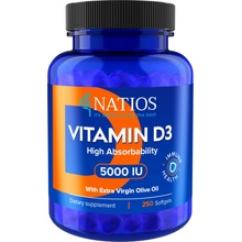 Natios Vitamín D3 Vysoko vstrebateľný 5000 IU 250 softgel kapsúl
