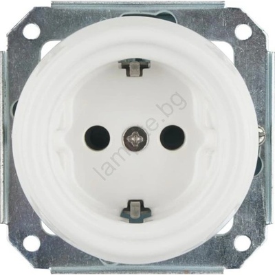 Bohemia Design Bohemia-Design- Порцеланова ретро стенна розетка без рамка SCHUKO 250V/16A бяла (BF0025)