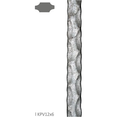 Plochá tyč plná 12 x 6 x 3000 mm, ocel S235, zdobená