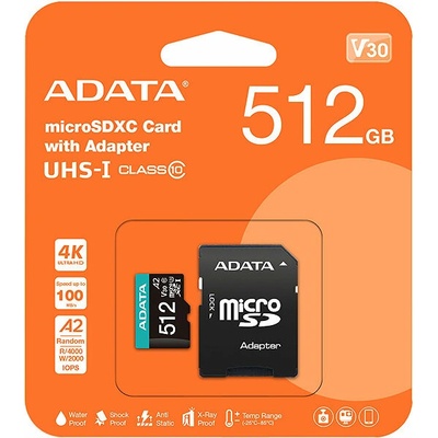 ADATA MicroSDXC 512 GB AUSDX512GUI3V30SA2-RA1