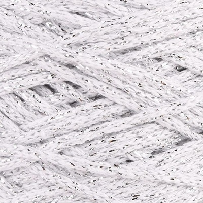 Příze Stenli Macrame Cotton bílá-stříbro