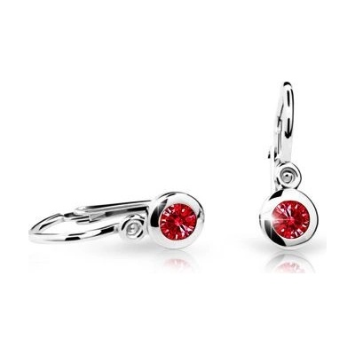 Danfil dětské náušnice C1537 z bílého zlata s kamínkem Ruby Dark zapínání brizura