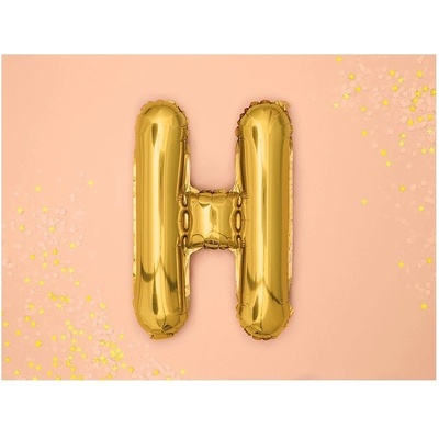 PartyDeco Fóliový balónek písmeno H zlatý 35 cm
