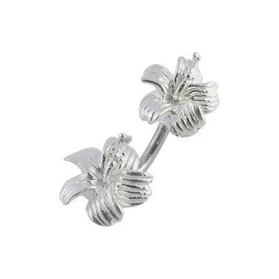 Šperky4U stříbrný piercing do pupíku kytičky BP01130