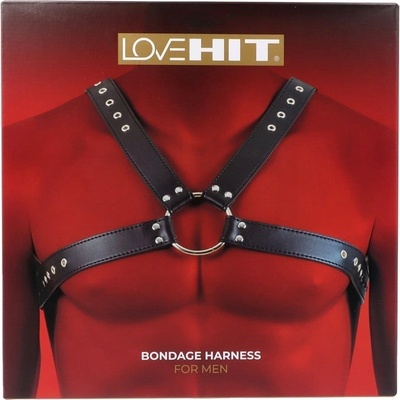 Virgite Love Hit Bondage Harness Mod. 3, čierny koženkový pánsky postroj