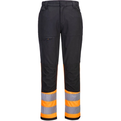 PortWest kalhoty WX2 CD888 Eco Hi-Vis třídy 1 do pasu výstražné oranžová/černá