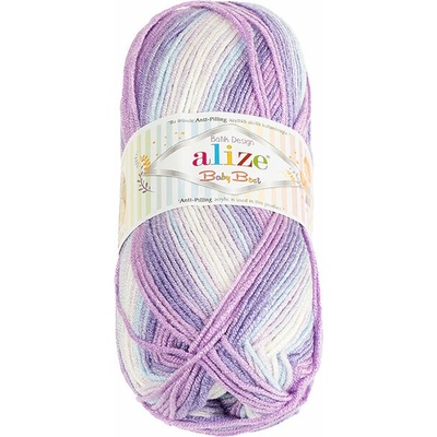 BELLATEX Baby Best Batik 100 g - 3483 bílá, modrá, fialová