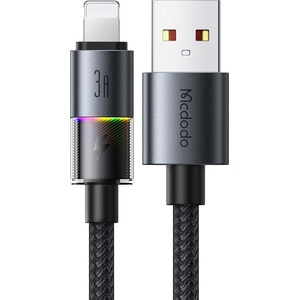 Mcdodo Кабел за данни - Mcdodo (CA-8170) - с цветни светлини, USB-A → Lightning, 3A, 1.2m - Черен
