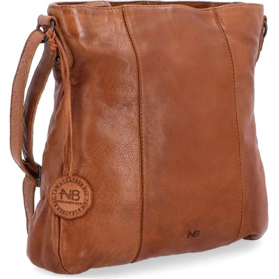 Noelia Bolger kožená dámska crossbody kabelka vo vintage štýle stredne veľká- koňaková NB 2002