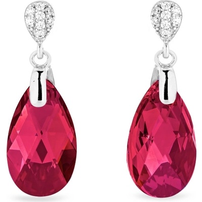 Spark stříbrné náušnice s krystaly Swarovski Elements červená kapka Dainty Drop KW610616SC Scarlet