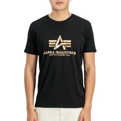 Alpha Industries Basic T Shirt Foil Print Black/Gold