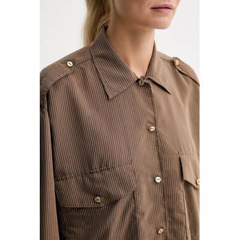 Sessùn Риза Sessun дамска в кафяво със свободна кройка с класическа яка 25110019 (25110019)