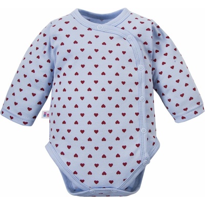 Eevi Body rozopínacie s dlhým rukávom LOVE modré