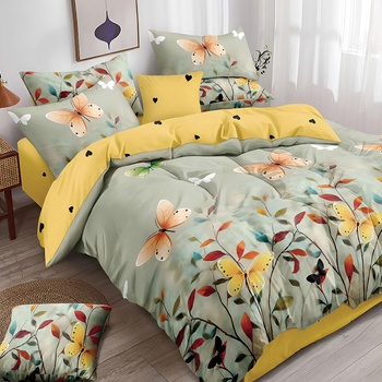 EmonaMall Двулицево спално бельо с ластик EmonaMall, 6 части - Модел S19072 (S19072-12000e)