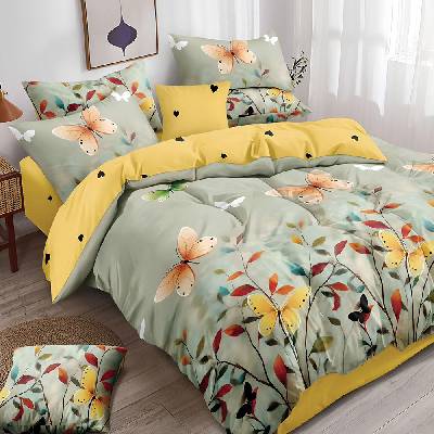 EmonaMall Двулицево спално бельо с ластик EmonaMall, 6 части - Модел S19072 (S19072-12000e)