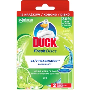 Duck Ароматизатор за тоалетна Duck Fresh Discs, гел, пълнител, лайм, 36 ml, 2 броя