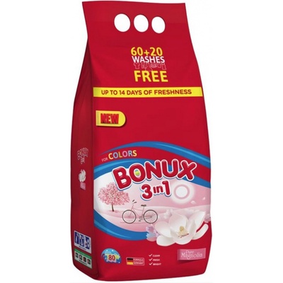 Bonux Color Pure Magnolia 3v1 prací prášok na farebnú bielizeň 80 PD 6 kg