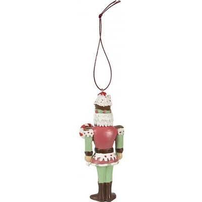 Zeleno-červená vánoční závěsná dekorace Louskáček - 5*3*12 cm