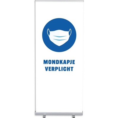 Jansen Display Set Roll-baneru Budget s vytištěným motivem maska povinná, bílý, holandsky, 870 x 2080 mm