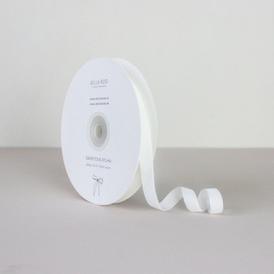 Bella Rose Sametová stuha 1 cm – Cream (10 m), krémová barva, textil – Zboží Mobilmania