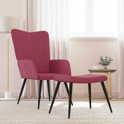 vidaXL 328067 Relaxační se stoličkou vínové samet