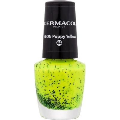 Dermacol Neon неонов лак за нокти с черни точки 5 ml нюанс 44 Poppy Yellow