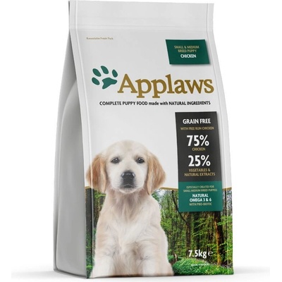 Applaws Puppy Small & Medium Chicken за кученца до 1г. от малки и средни породи 75% пиле 7.5kg