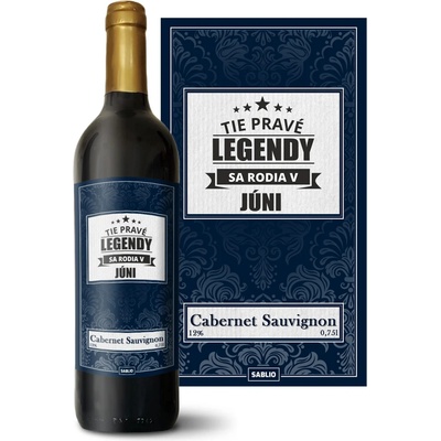Sablio Tie pravé legendy sa rodia v júni Cabernet Sauvignon Červené víno 12 % 0,75 l (holá fľaša)