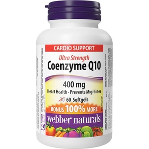 Webber Naturals Коензим Q10 - Енергия, сърдечна функция и антиоксидантна защита, 400 mg, 60 софтгел капсули (3858 WN)