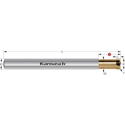 Karnasch 306433020005 | Tvrdokovová High Performance fréza, zaoblené ostrie 2,0/0,5x5,0-60x6 mm, Z=3