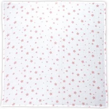 Lorelli Памучна пелена Lorelli - 80 х 80 cm, бяла с розови звезди (10340092301)