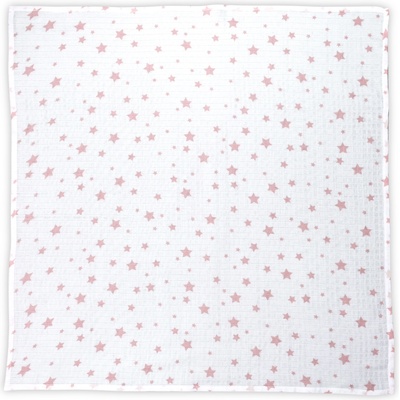Lorelli Памучна пелена Lorelli - 80 х 80 cm, бяла с розови звезди (10340092301)