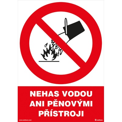 Walteco Nehas vodou ani pěnovými přístroji 210x297mm, formát A4, plastová tabulka Množství: 1 ks , 20015