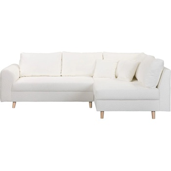 ROPEZ Бял ъглов диван от плат букле (десен ъгъл) Ariella - Ropez (Ariella Narożnik L - Prawa OT tk. Abriamo 04 nogi natura)