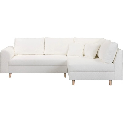 ROPEZ Бял ъглов диван от плат букле (десен ъгъл) Ariella - Ropez (Ariella Narożnik L - Prawa OT tk. Abriamo 04 nogi natura)