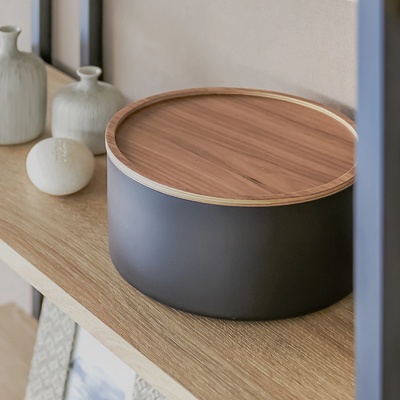 YAMAZAKI Úložný box Rin 5802 vysoký černý