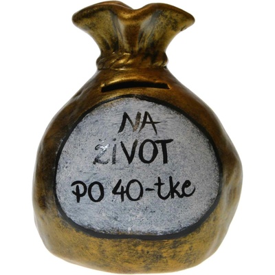 Pokladnička s nápisom - na život po 40 -tke