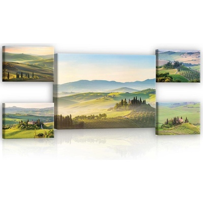 Postershop Obraz na plátně: Toskánsko - set 1ks 70x50 cm a 4ks 32,4x22,8 cm